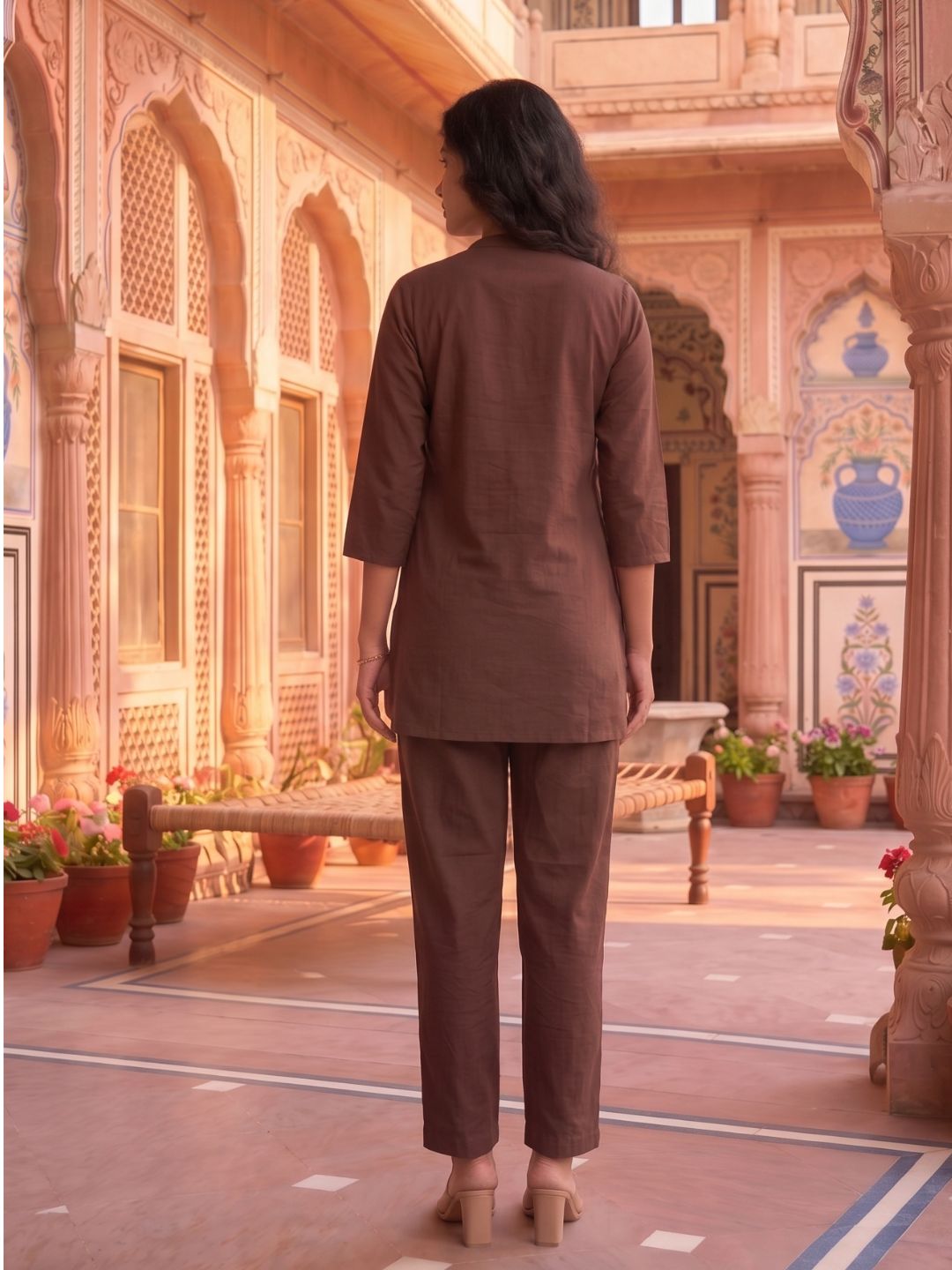 Gaur Hazel Embroidery Cotton Co-Ord Set