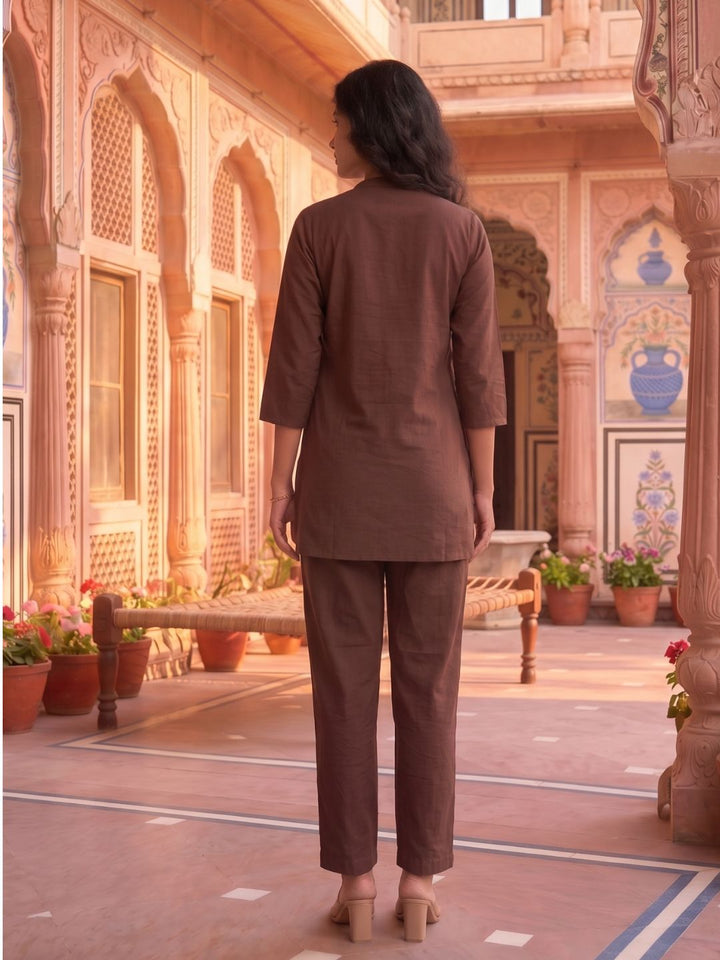 Gaur Hazel Embroidery Cotton Co-Ord Set