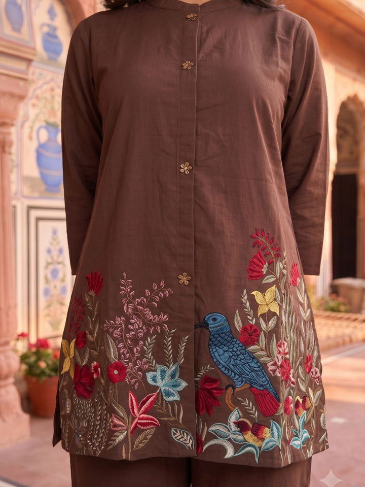 Gaur Hazel Embroidery Cotton Co-Ord Set