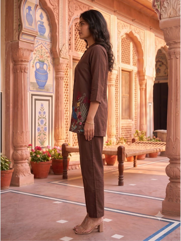 Gaur Hazel Embroidery Cotton Co-Ord Set