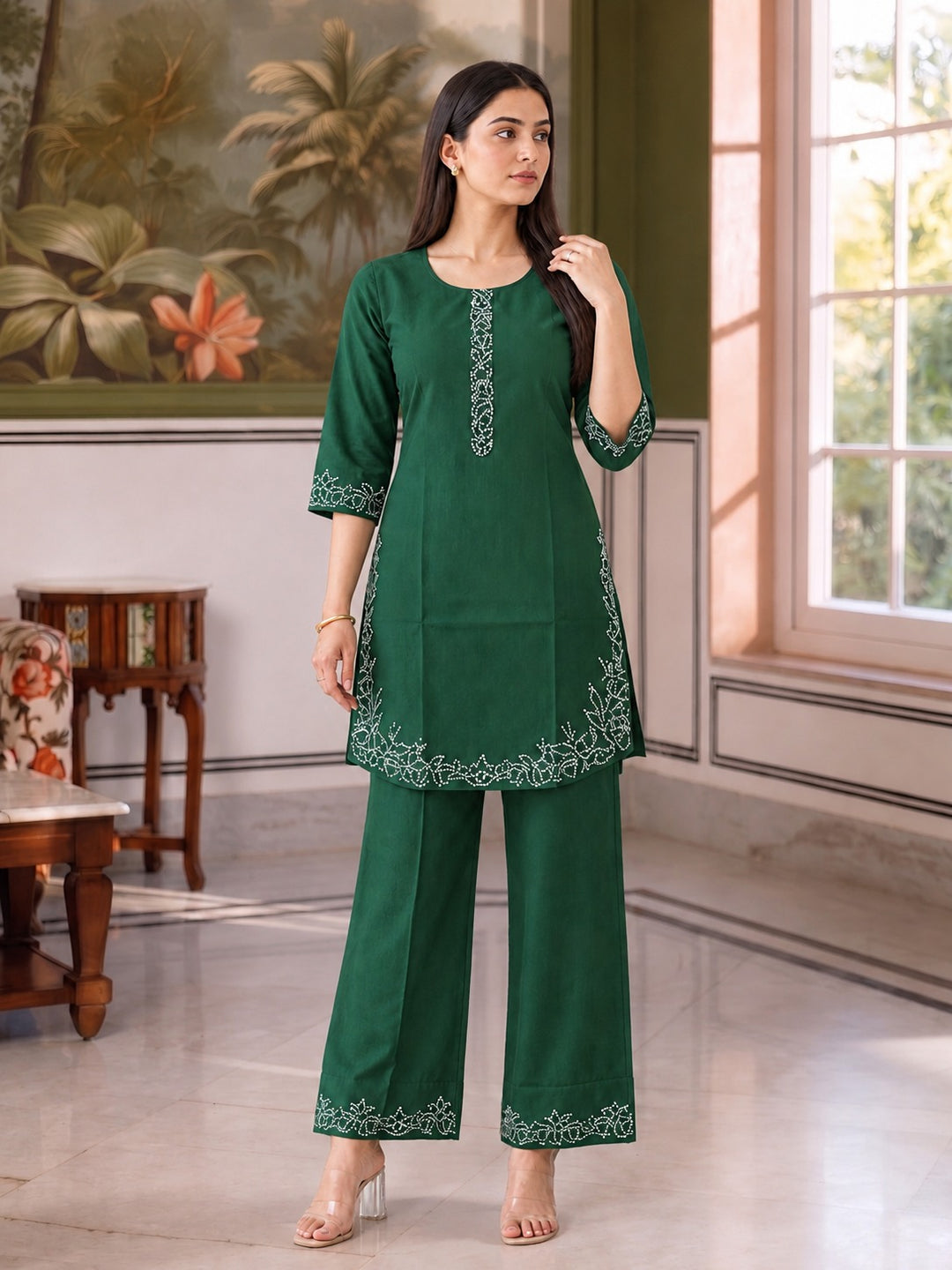 Regina Verdigris Embroidered Co-ord Set
