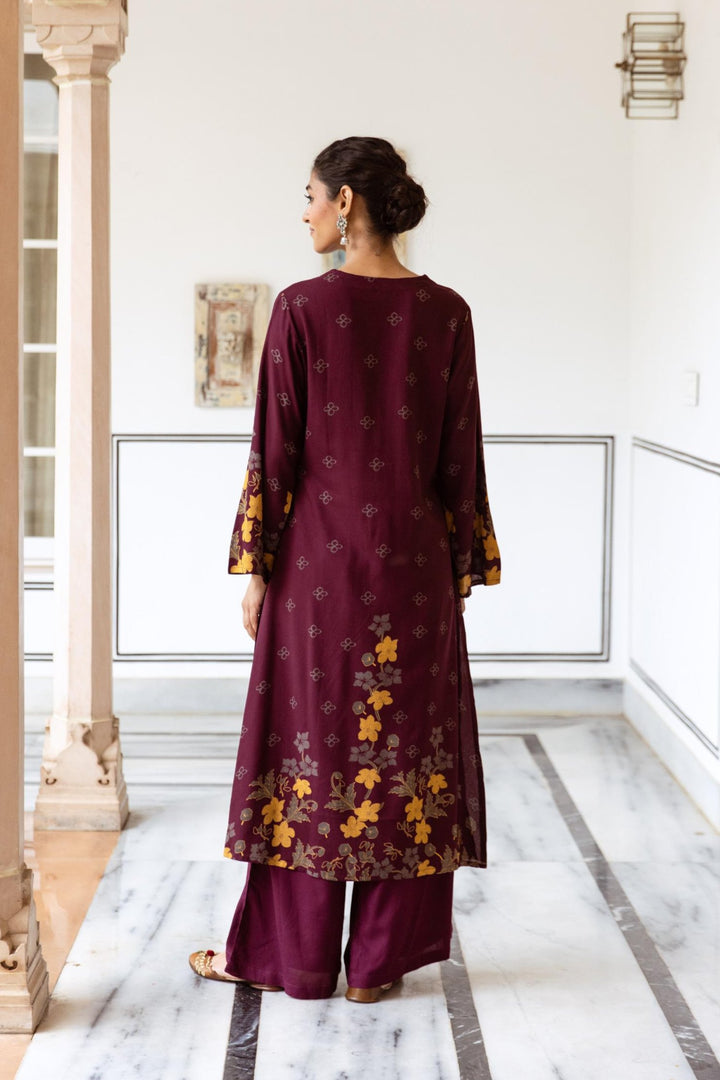 Shimoni Merlot Printed Kurta Pant Set