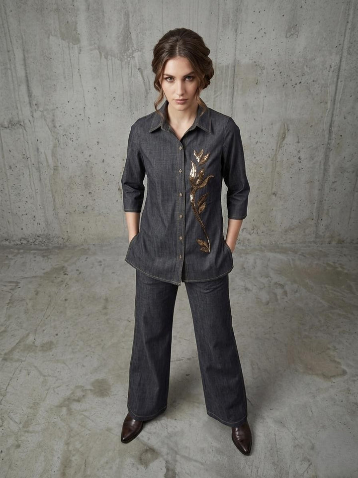 Prisha Trout handwork denim co-ord set