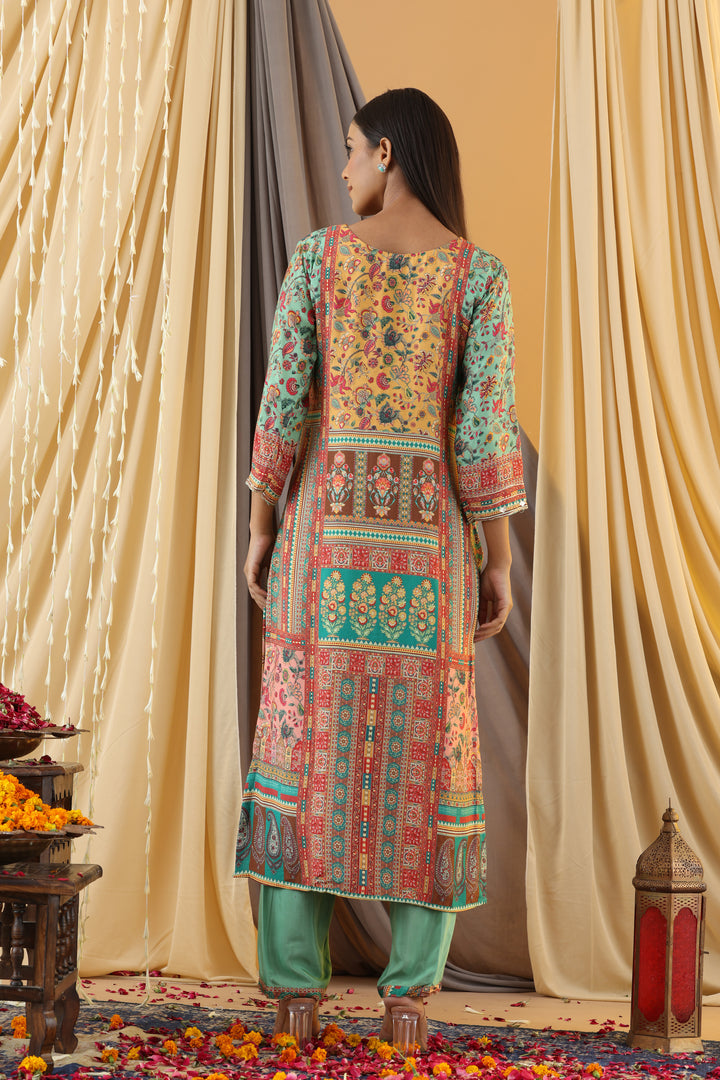 WAHIBA KARACHI FERN FULL WORK SUIT SET