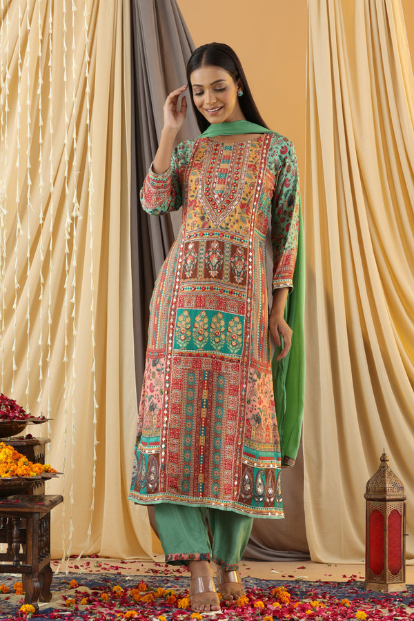 WAHIBA KARACHI FERN FULL WORK SUIT SET
