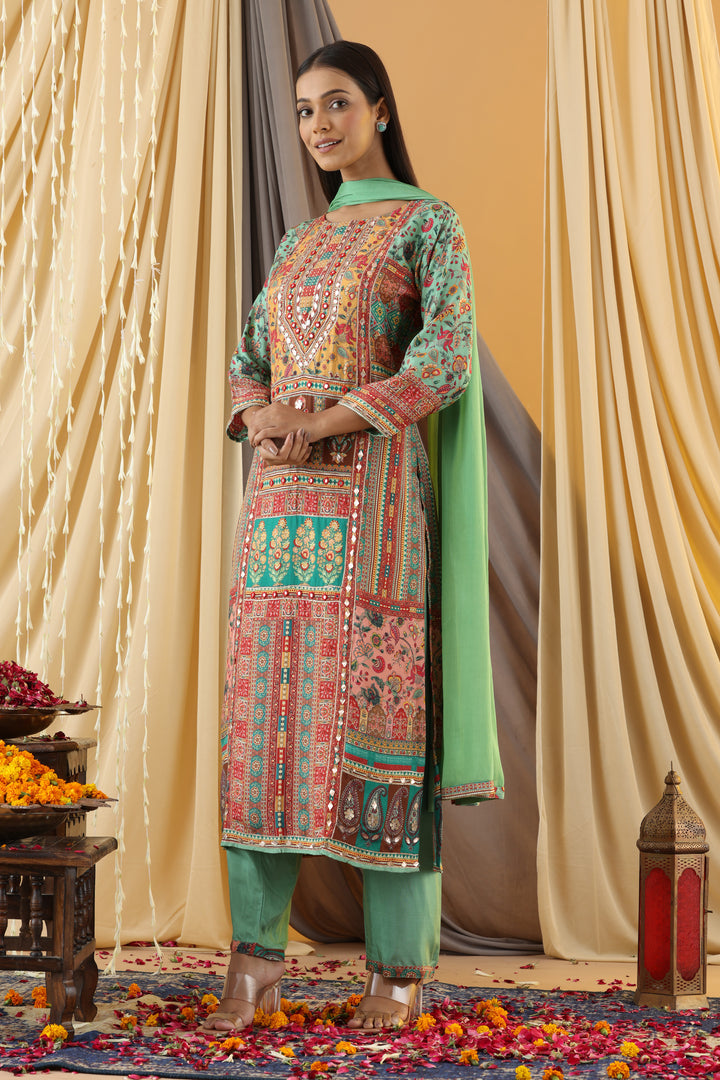WAHIBA KARACHI FERN FULL WORK SUIT SET
