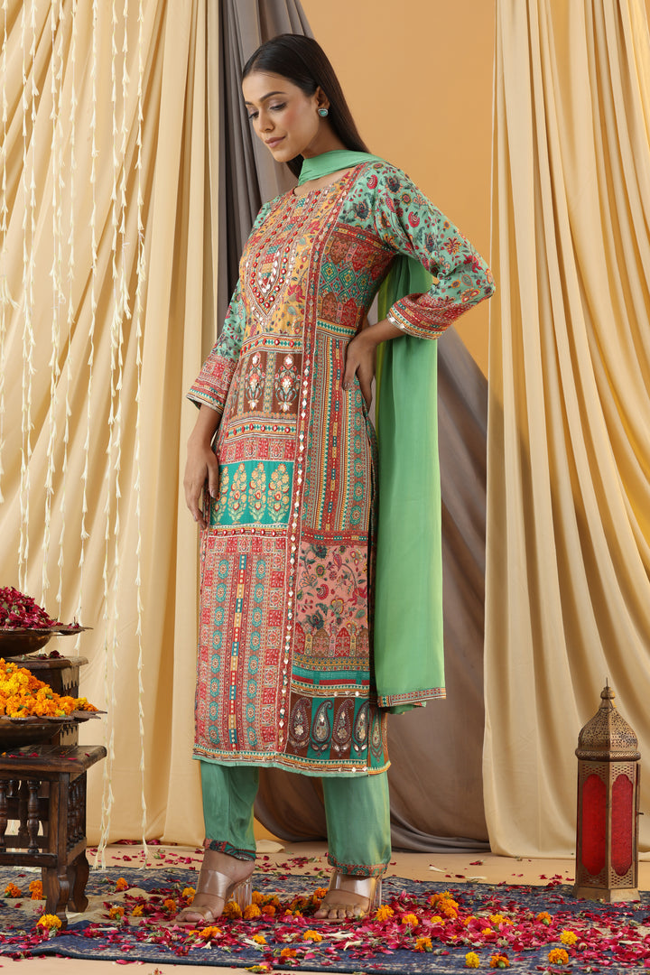 WAHIBA KARACHI FERN FULL WORK SUIT SET