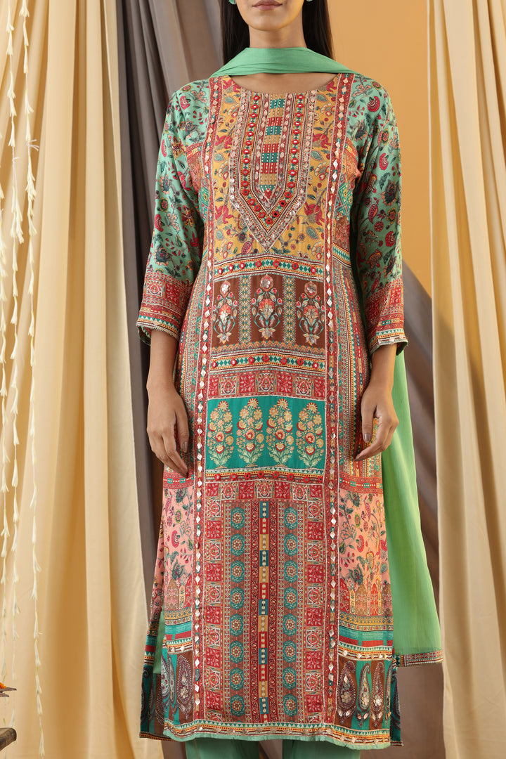 WAHIBA KARACHI FERN FULL WORK SUIT SET