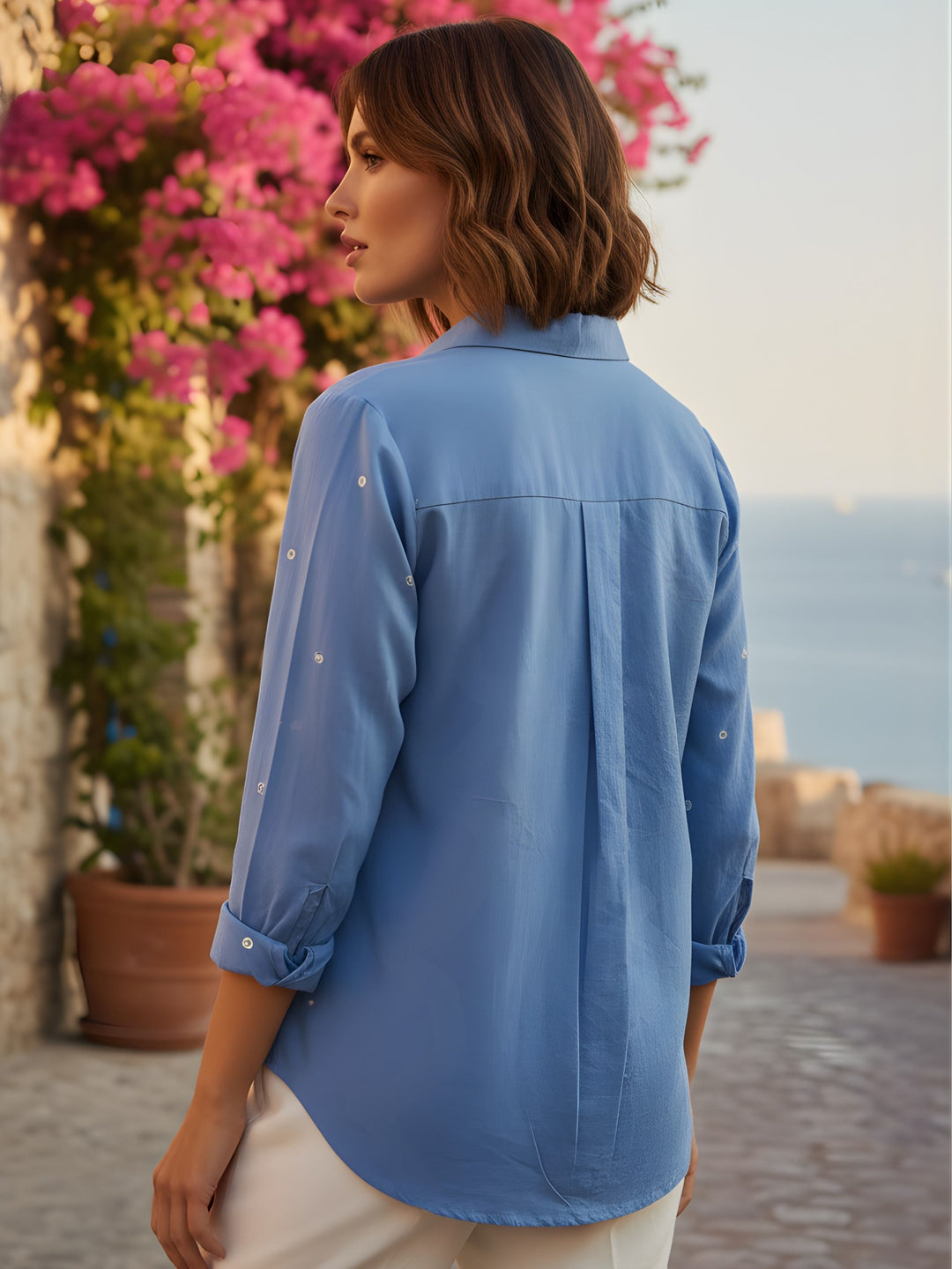 Ivanka Hibis Embroidery Cotton Shirt