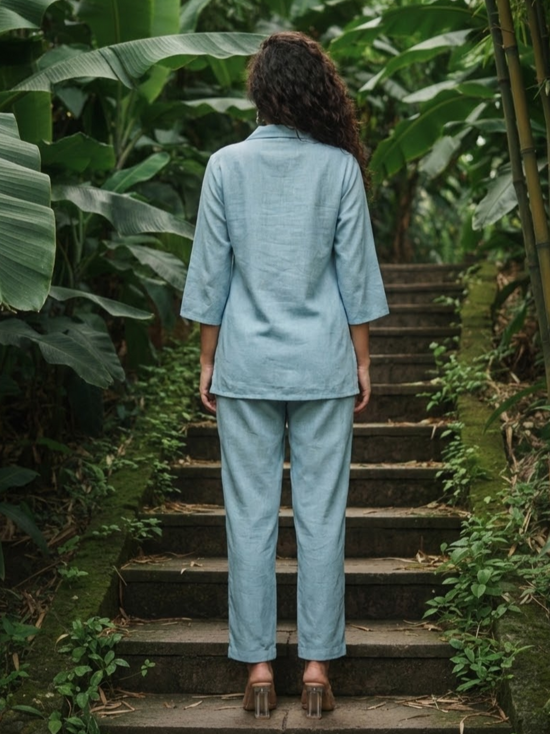 Ivanka SoftBlue Embroidery Co-ord Set