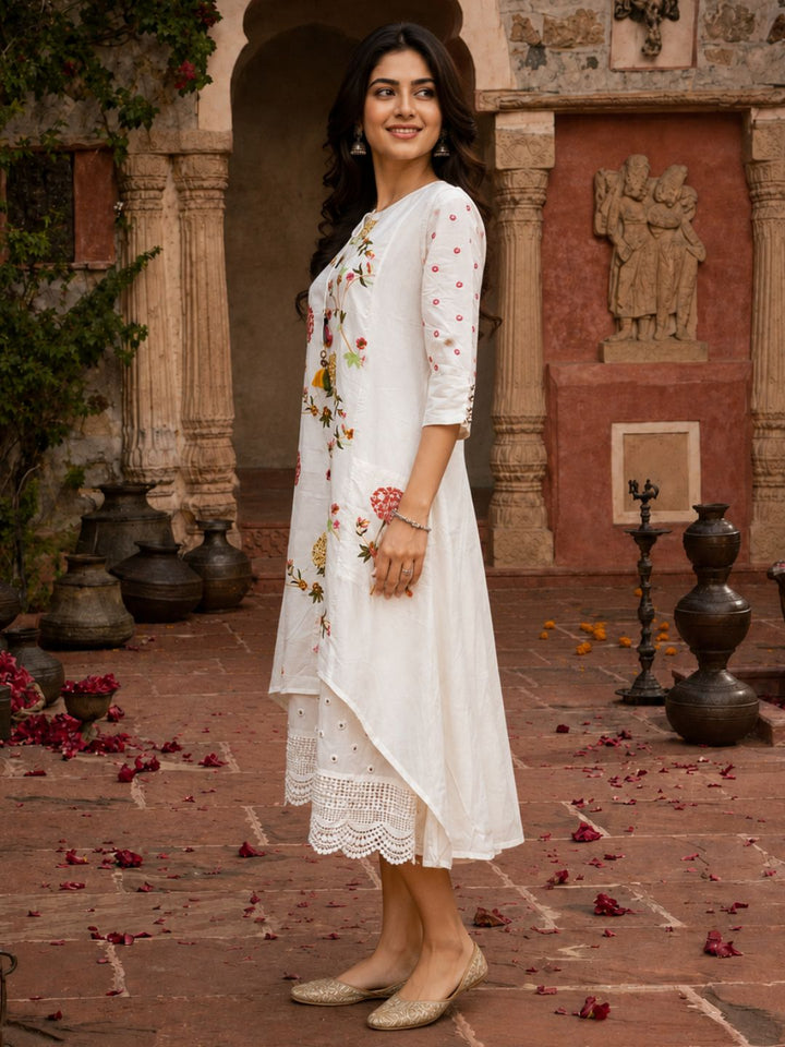 2 pc layered full embroidered dress
