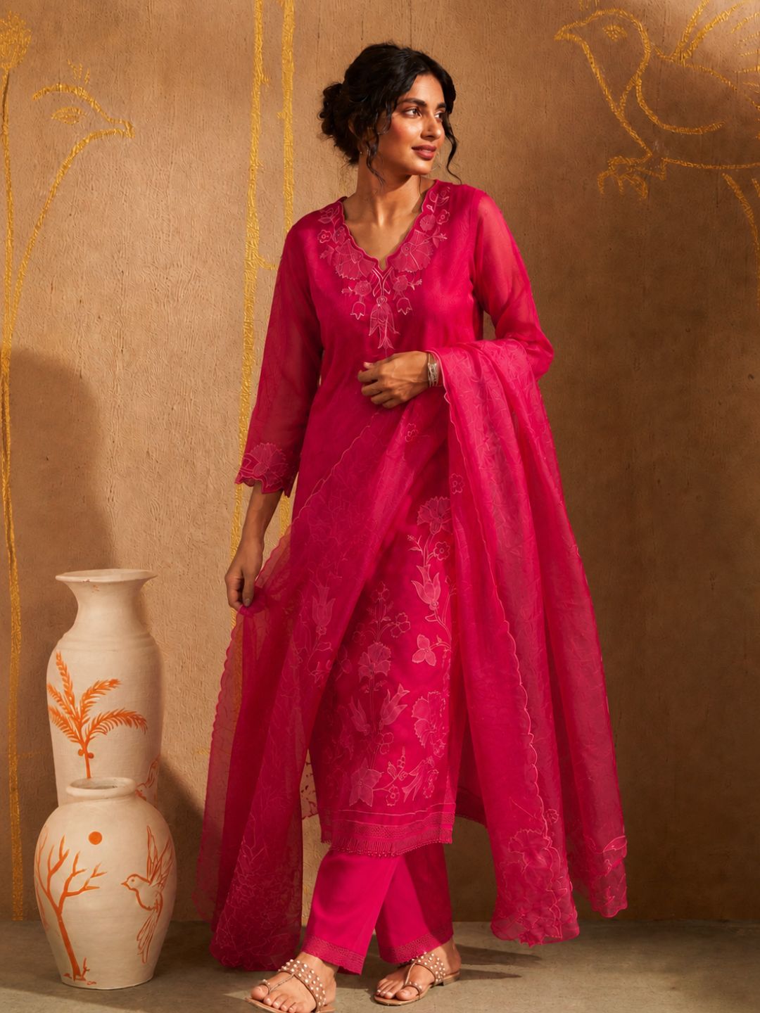 Bushra Taffy Lawn Full Work Suit Set