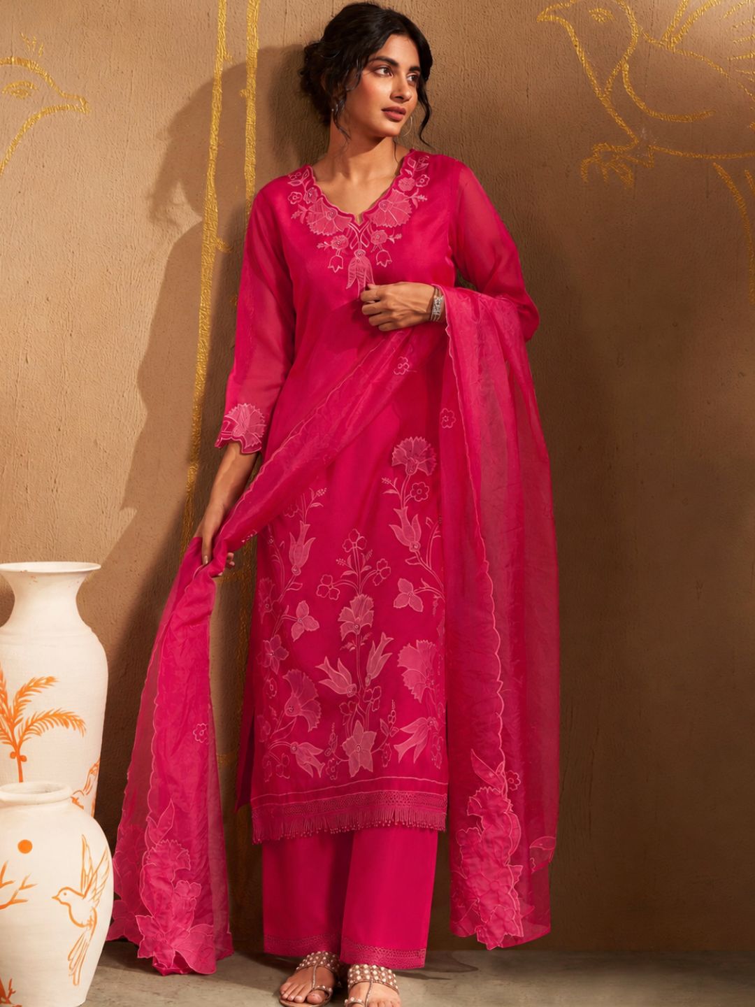 Bushra Taffy Lawn Full Work Suit Set