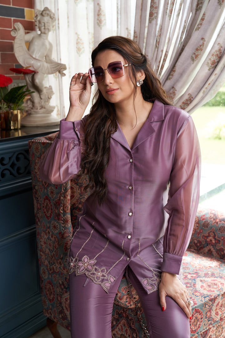 Hannah Purple Organza Co-ord Set