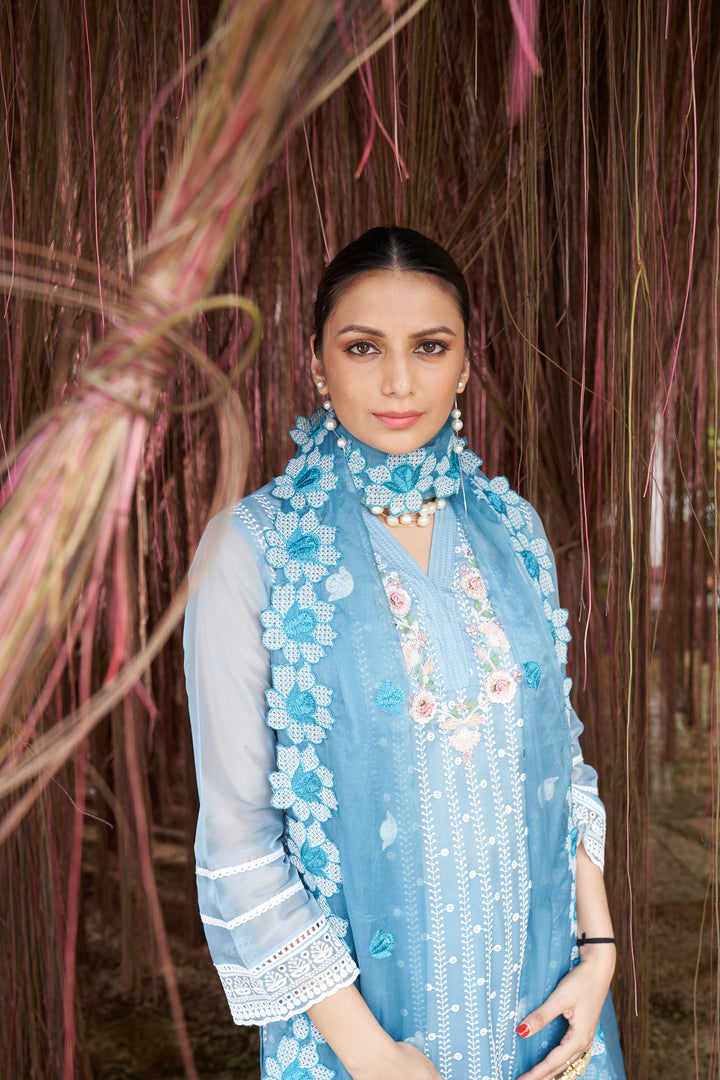 Shafia Blue Pakistani Suit Set