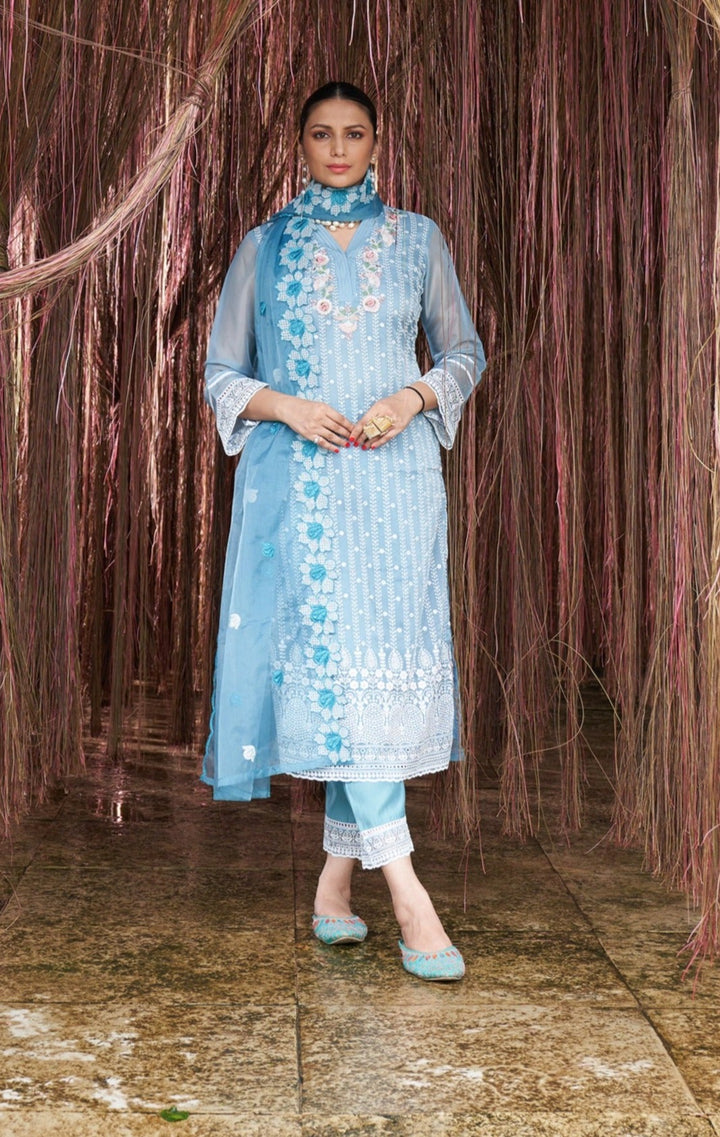 Shafia Blue Pakistani Suit Set