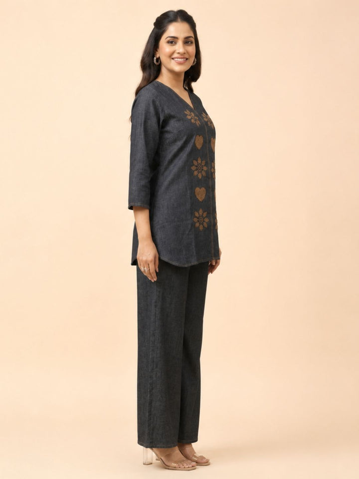 Prisha heart denim co-ord set