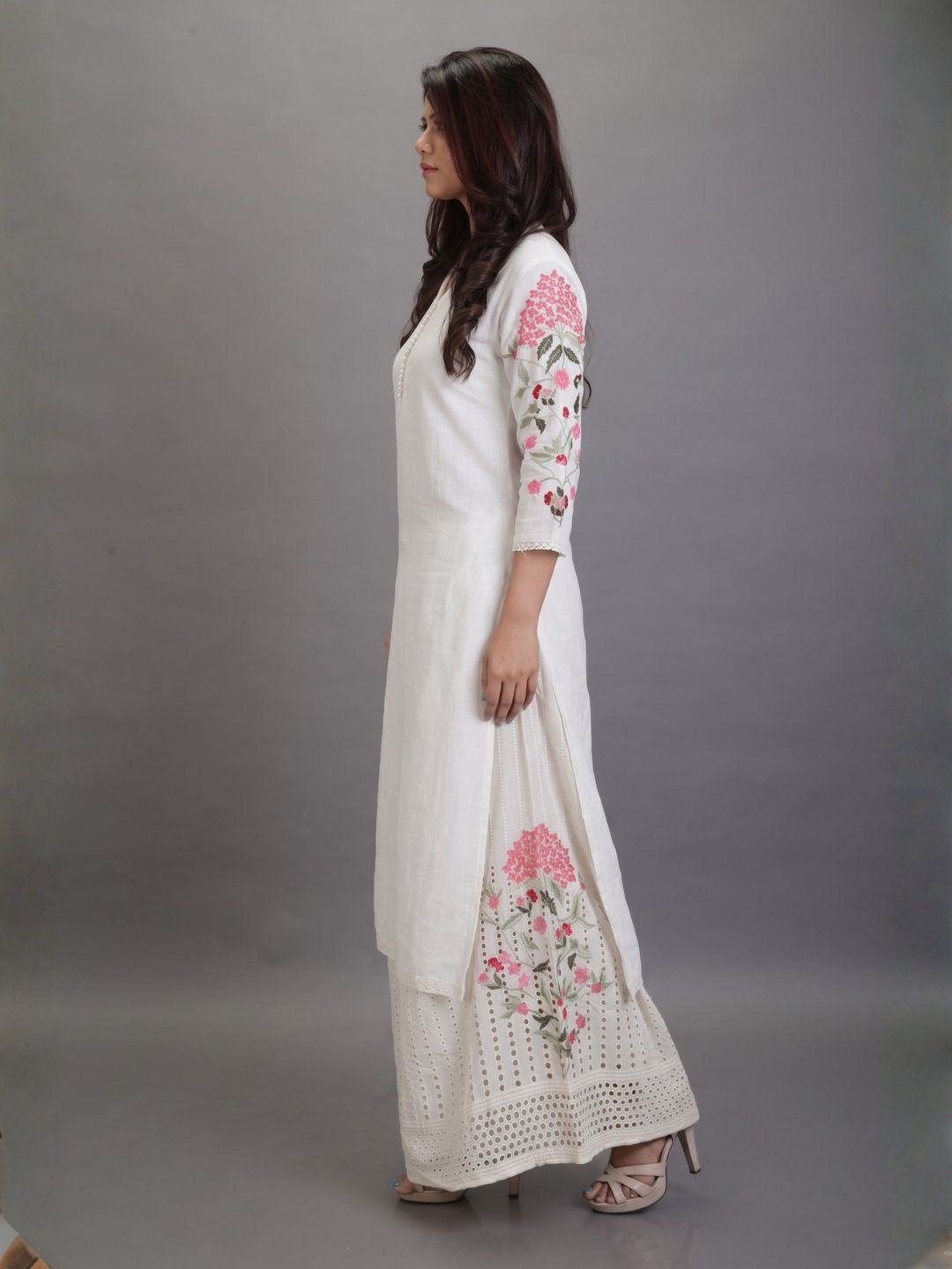 Cotton Embroidred Kurta with Heavy Hakoba embroidered Pallazos