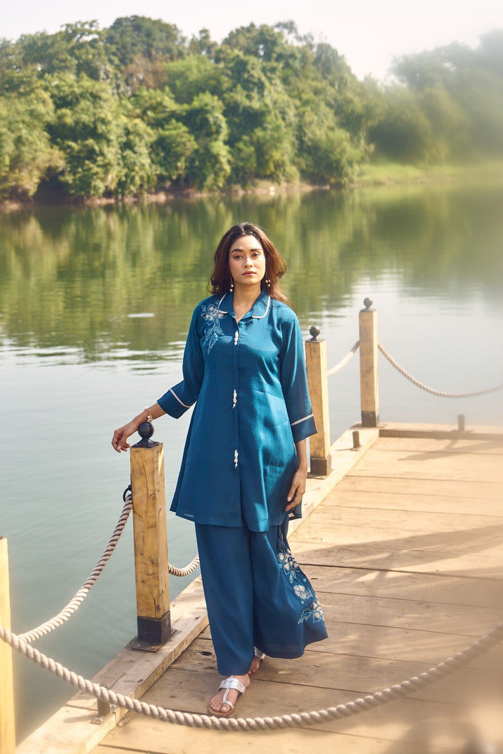 Wespret cobalt embroidery co-ord set
