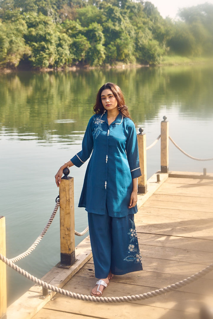 Wespret cobalt embroidery co-ord set