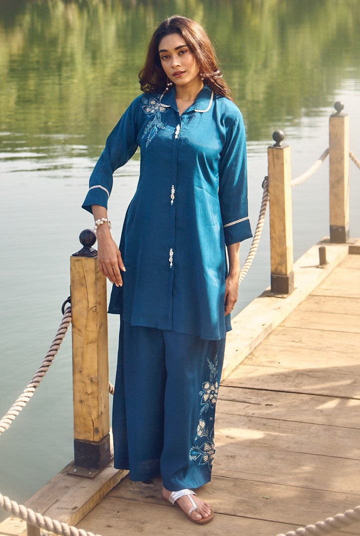 Wespret cobalt embroidery co-ord set