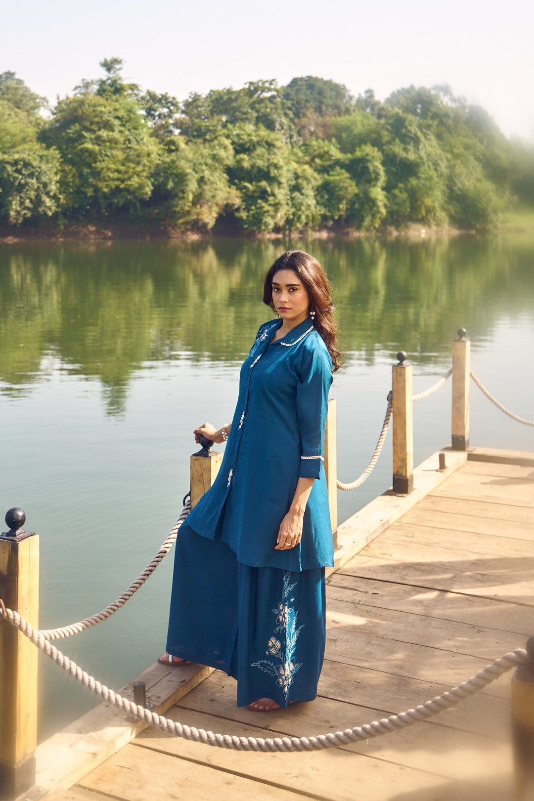 Wespret cobalt embroidery co-ord set