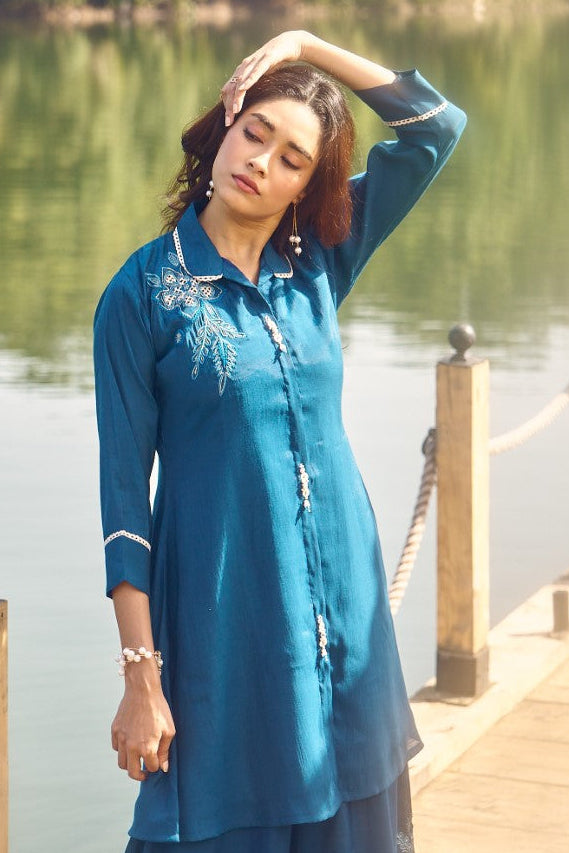 Wespret cobalt embroidery co-ord set