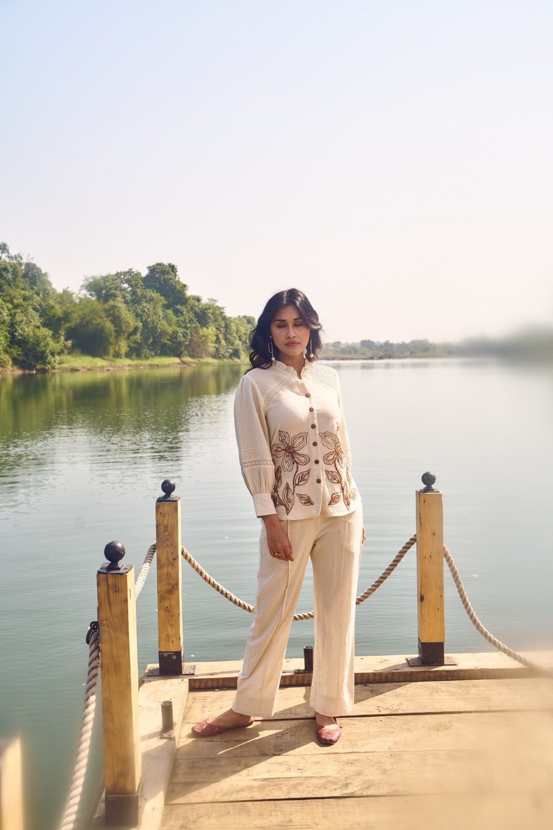 Wespret Pebble embroidery cotton co-ord set