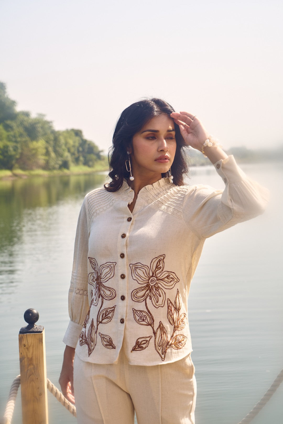 Wespret Pebble embroidery cotton co-ord set