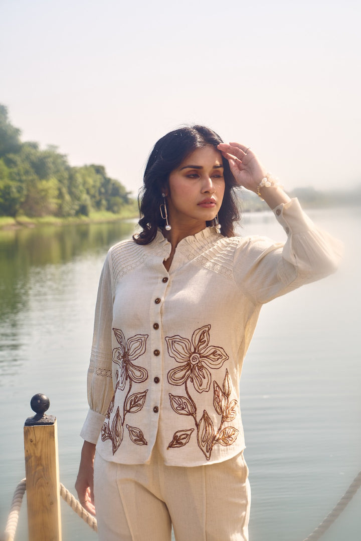 Wespret Pebble embroidery cotton co-ord set