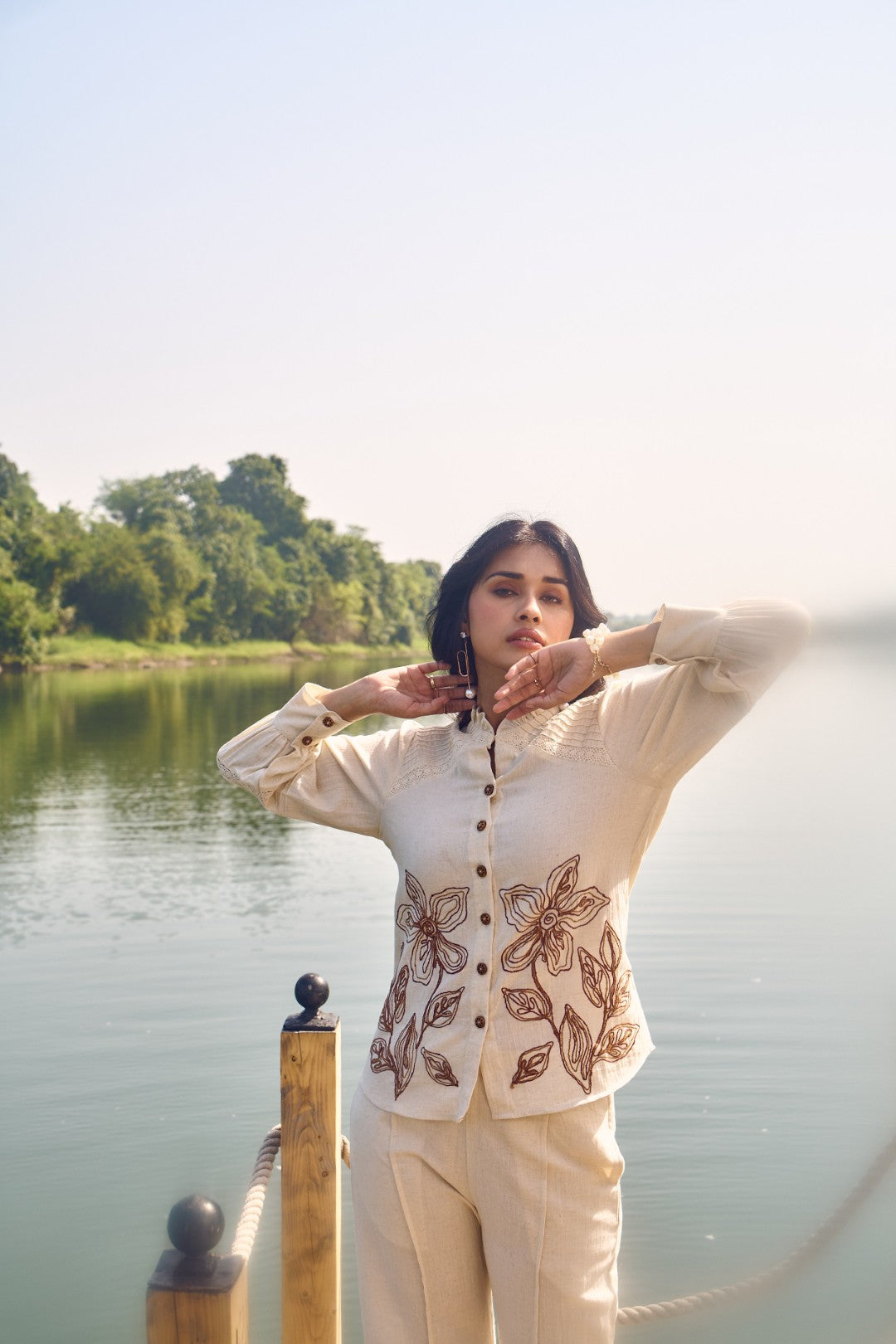 Wespret Pebble embroidery cotton co-ord set