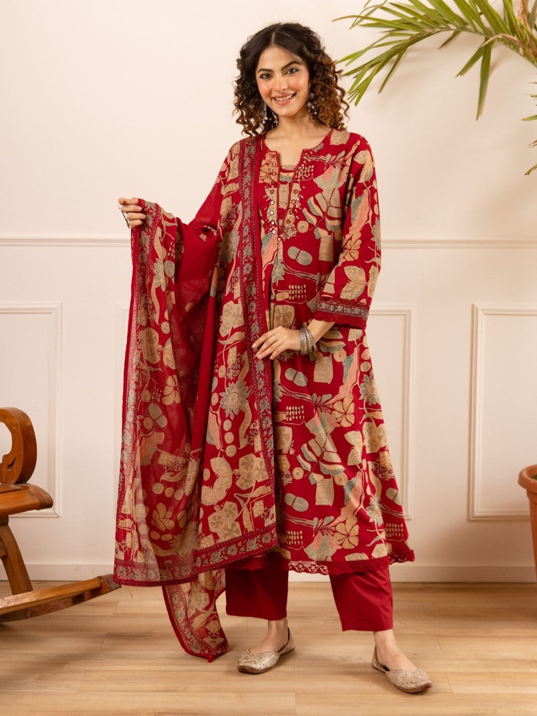 Karen Scarlet printed cotton suit set
