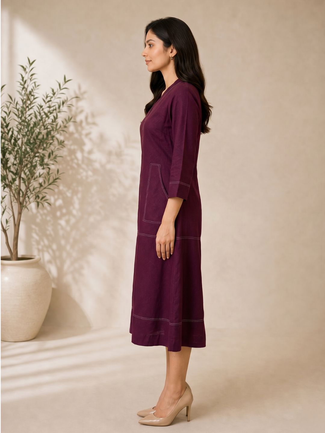 Akshara garnet cotton dress