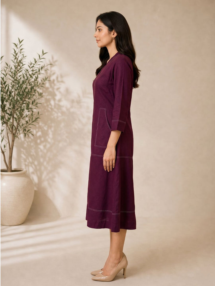 Akshara garnet cotton dress