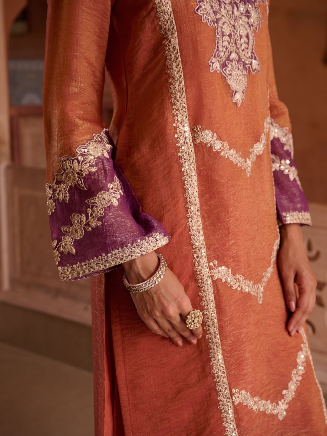 Gaurisha Rust full work premium suit set