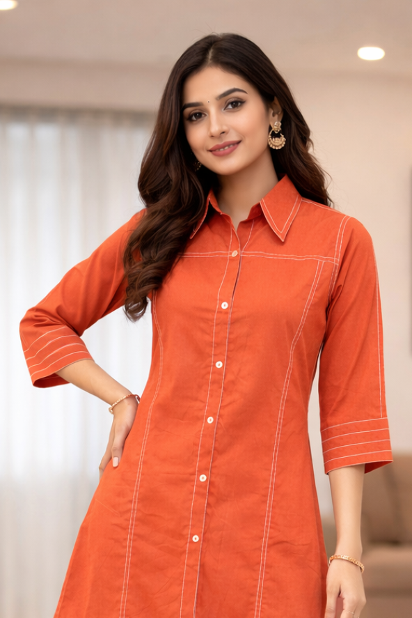 Akshara Apricot Cotton Co-ord Set