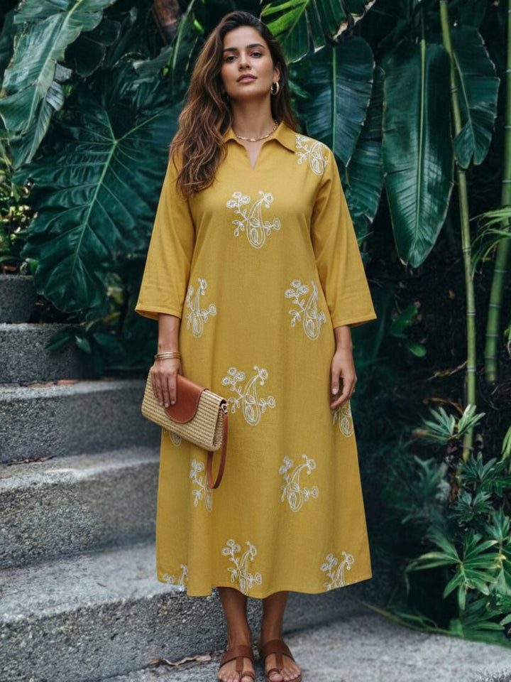 Ivanka glow embroidery cotton dress