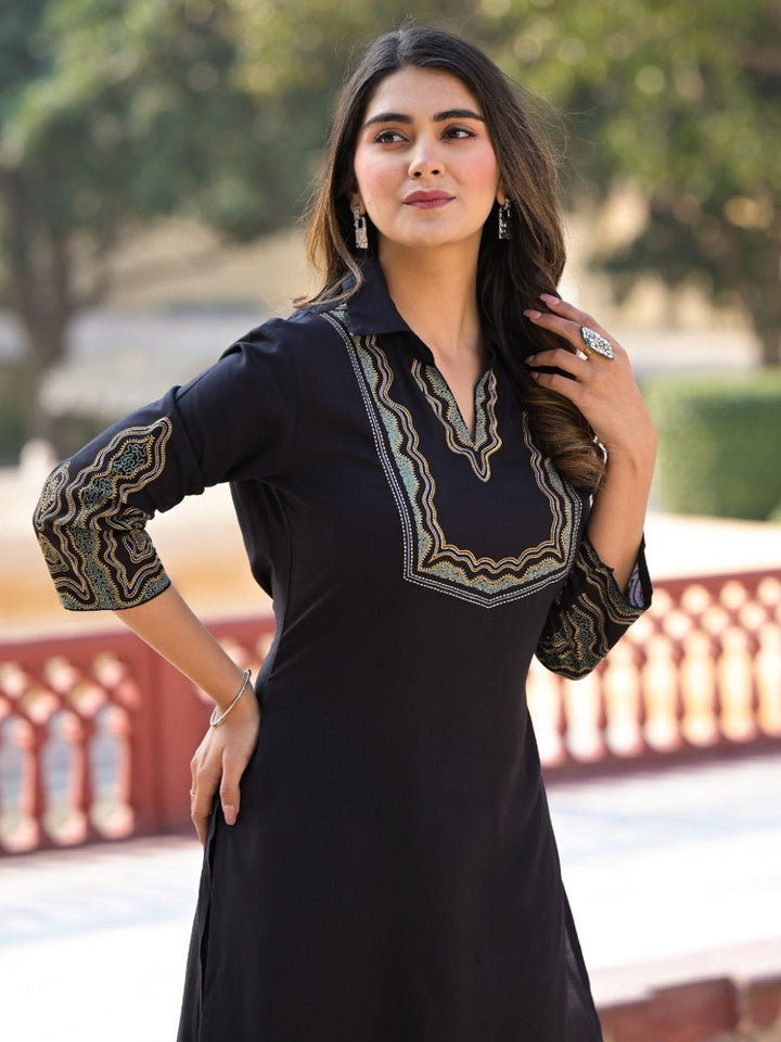 Vartika Onyx Embroidered Kurta Pant Set