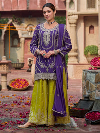 Kanupriya Orchid Fern Full work Suit Set