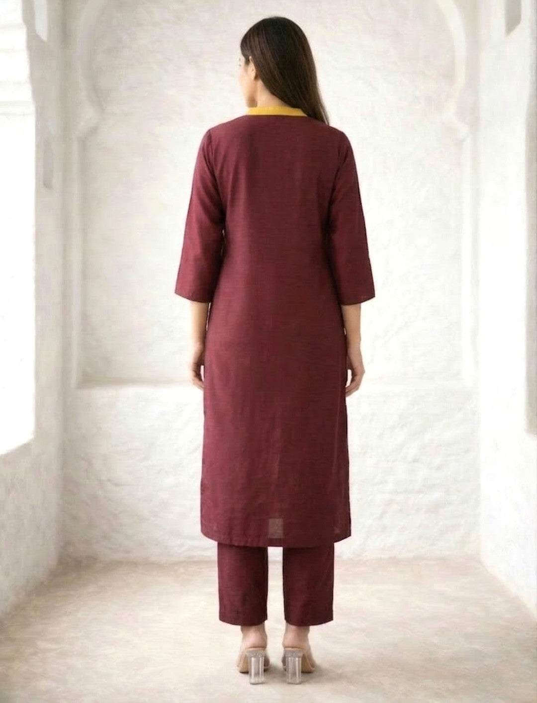 Nabha Wine Printed Work Suit Set