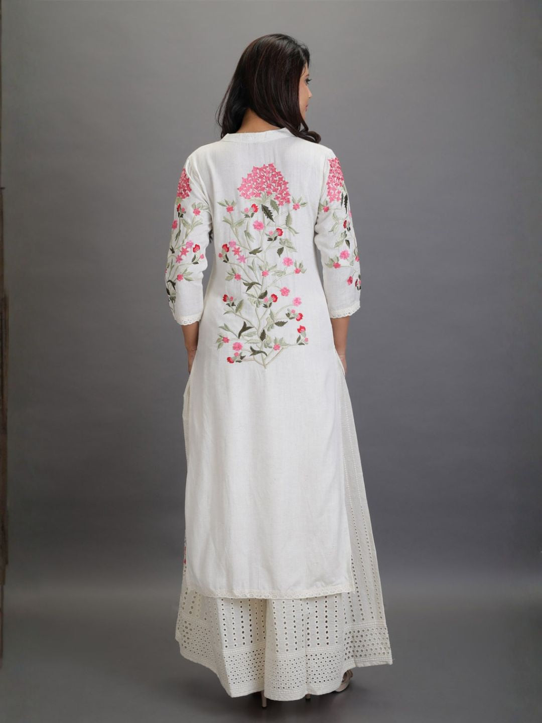 Cotton Embroidred Kurta with Heavy Hakoba embroidered Pallazos