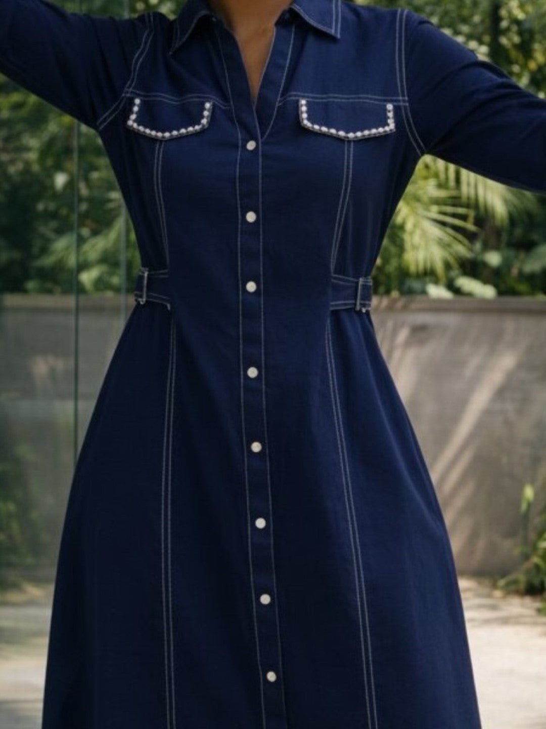 Ivanka azure denim cotton dress