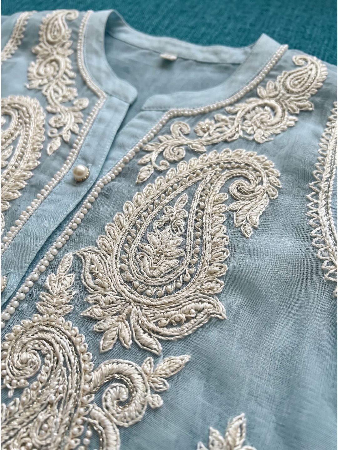 Saba SoftBlue Embroidered 3 pc Co-ord Set
