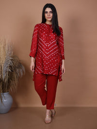 Kalindi Maroon Bandhej Co-ord Set