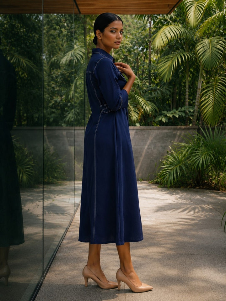 Ivanka azure denim cotton dress
