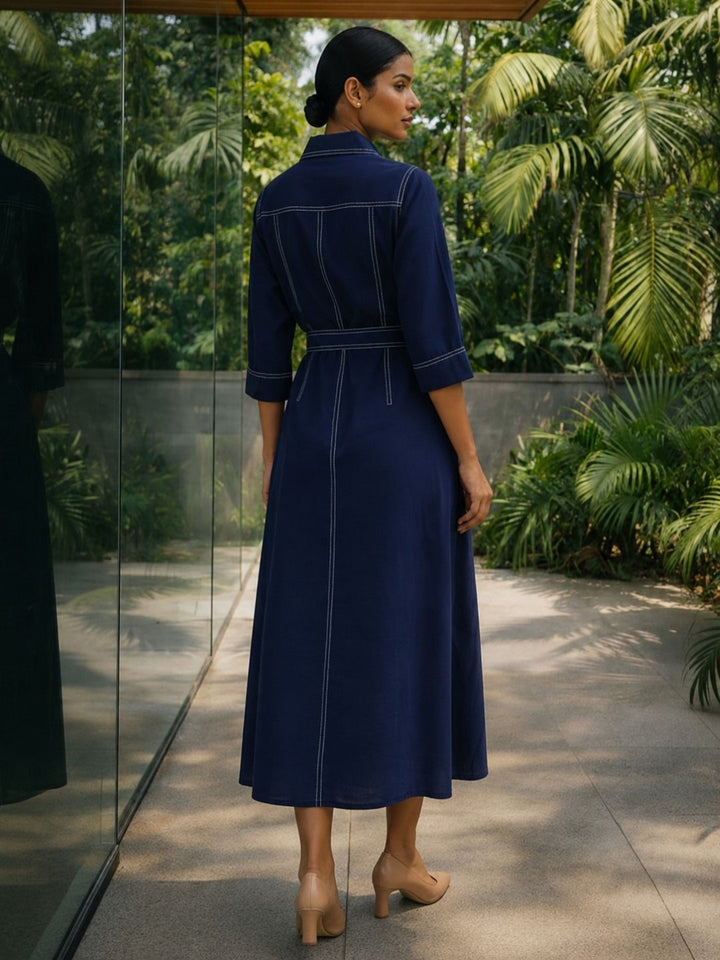 Ivanka azure denim cotton dress