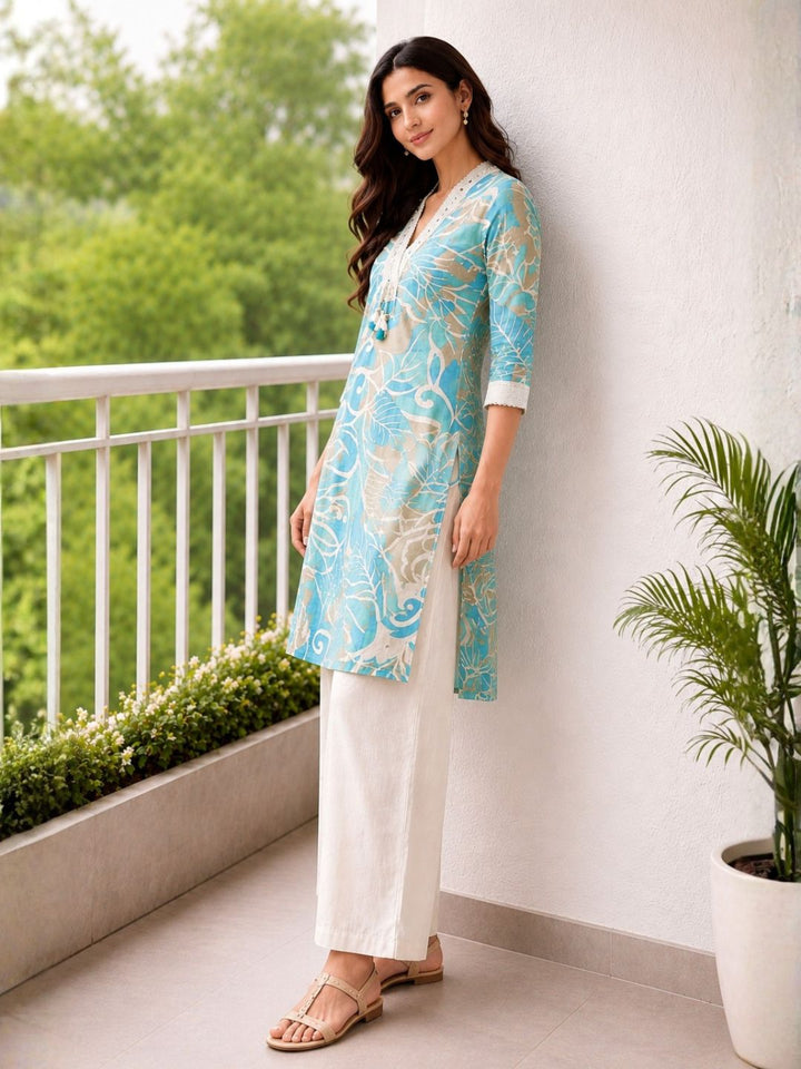 Surbhi sky cotton kurta pant set