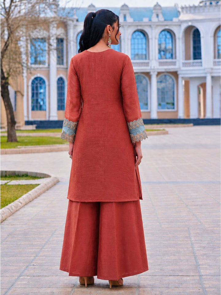 Mihika apricot full work suit set