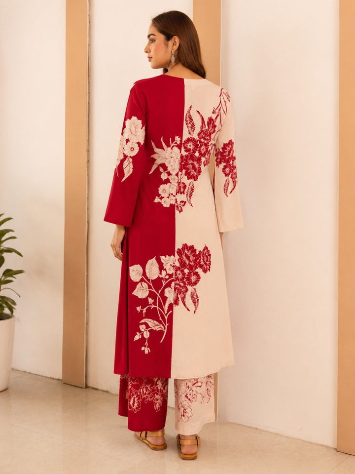 Karen cranberry cotton kurta pant set
