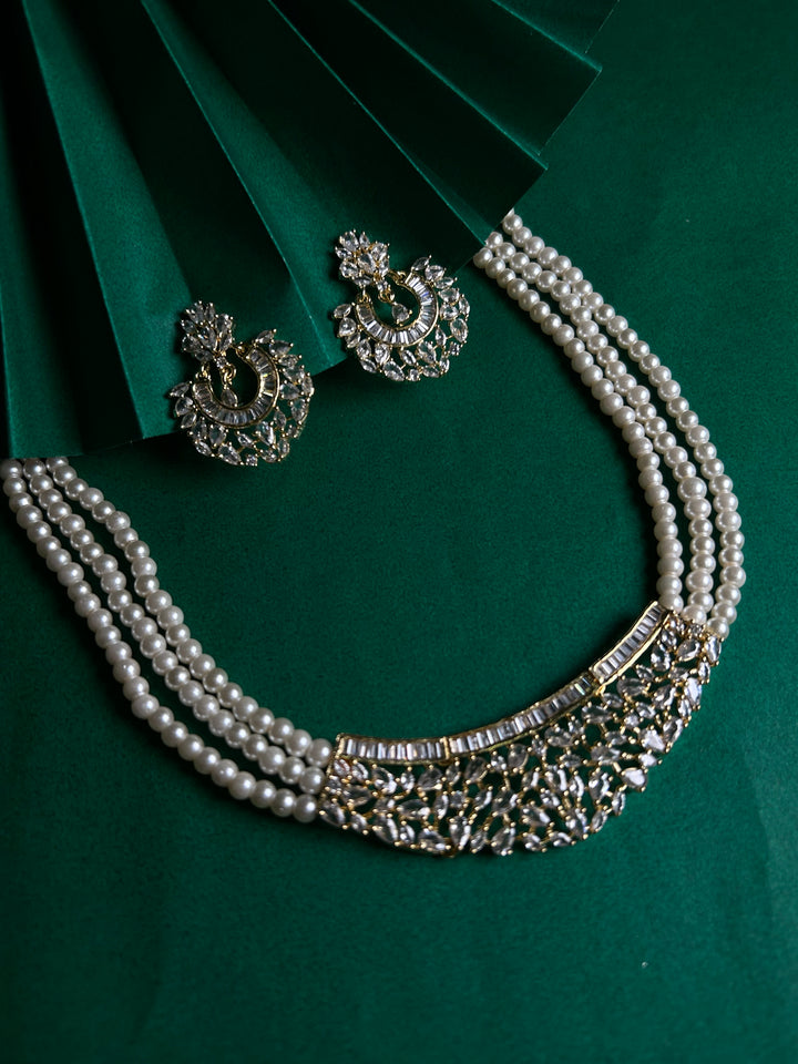 Antaara Diamond & pearl Necklace Earing Set